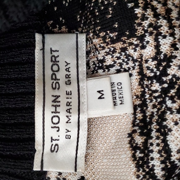 St. John Sport Tiger Bomber Wool Blend Sweater Jacket sz M - Picture 5 of 6